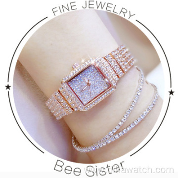 BS Bee sister Fashion Women Watch With Diamond Silver Watch Ladies Top Luxury Brand Ladies Casual Women's Bracelet Watch